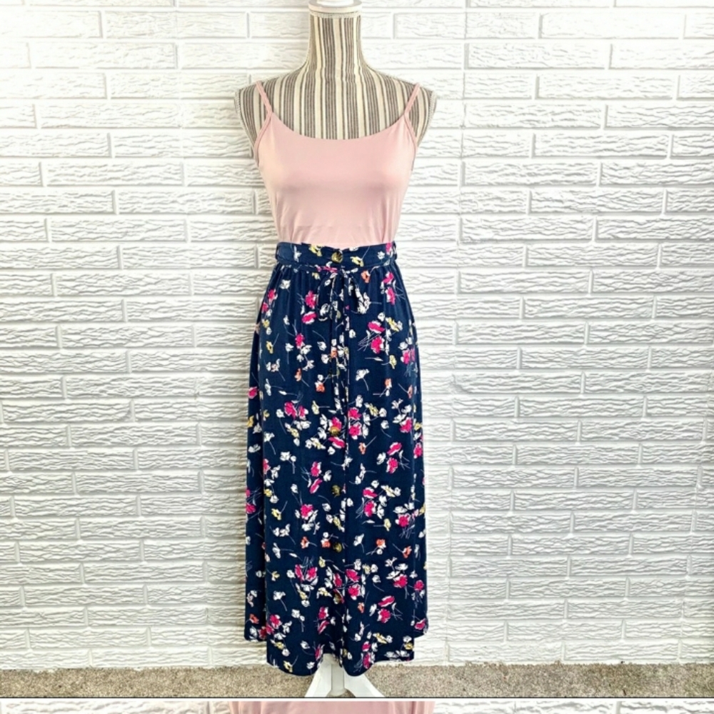 Terra & Sky Multicolored Floral Button Front Skirt